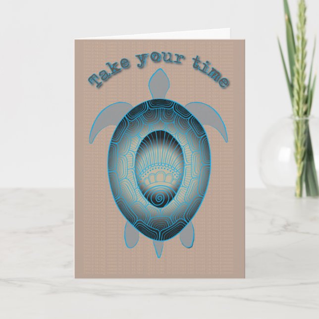 Take your time sea turtle inspirational quote card (Front)