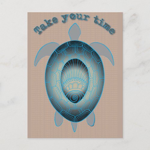 Take your time sea turtle inspirational quote postcard