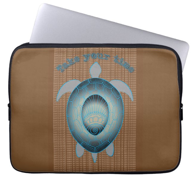 Take your time turtle motivational quote laptop sleeve (Front)