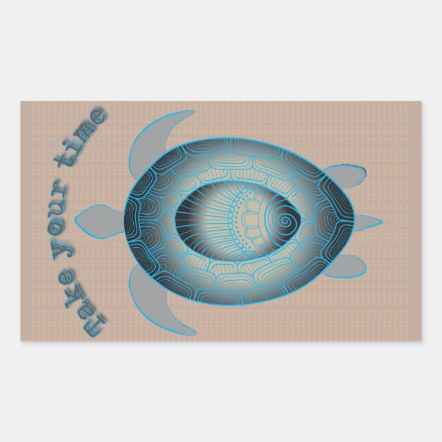 Take your time turtle motivational quote rectangular sticker (Front)