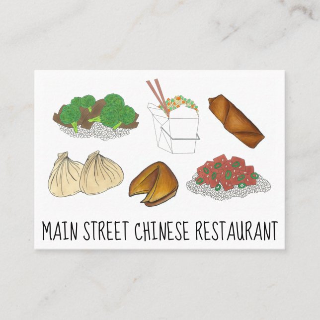 Takeaway Chinese Restaurant Takeout Food Cuisine Business Card (Front)