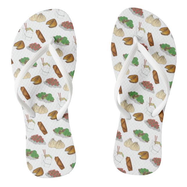 Takeaway Chinese Restaurant Takeout Food Cuisine Flip Flops (Footbed)