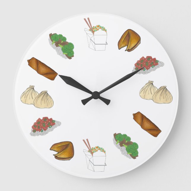Takeaway Chinese Restaurant Takeout Food Cuisine Large Clock (Front)