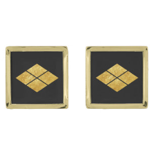 Takeda kamon Japanese samurai clan faux gold Cufflinks