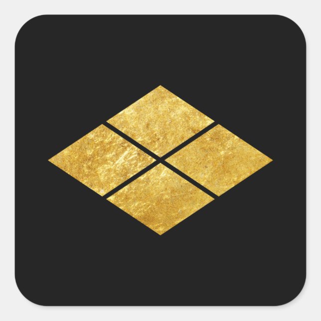 Takeda kamon Japanese samurai clan faux gold Square Sticker (Front)