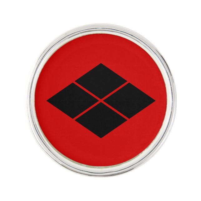 Takeda kamon Japanese samurai clan red Lapel Pin (Front)