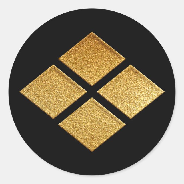 Takeda Kamon Takeda Bishi in Gold Classic Round Sticker (Front)