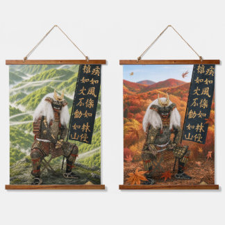 Takeda Shingen Samurai Armor Four Seasons Two-Pane Hanging Tapestry