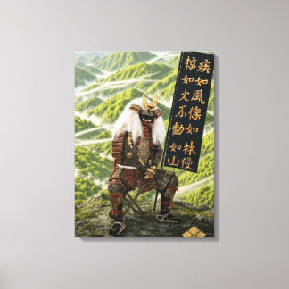 Takeda Shingen Samurai Armor Green Mountains 18x24 Canvas Print
