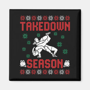 Takedown Season Girls Wrestling Ugly Sweater Chris Magnet