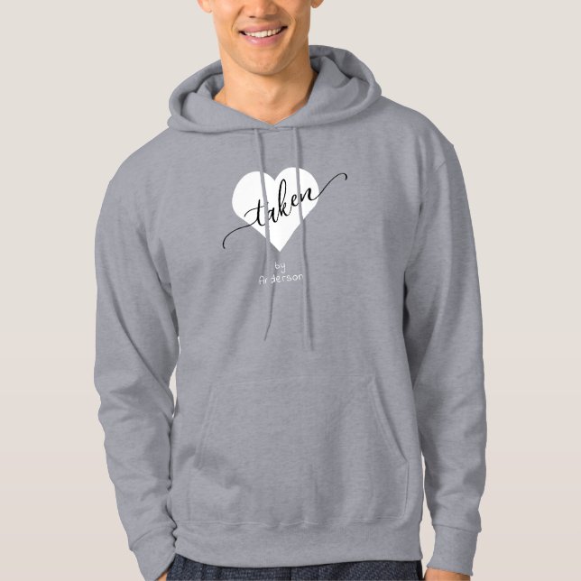 TAKEN, Black & White Heart Valentine's  T-Shirt Hoodie (Front)