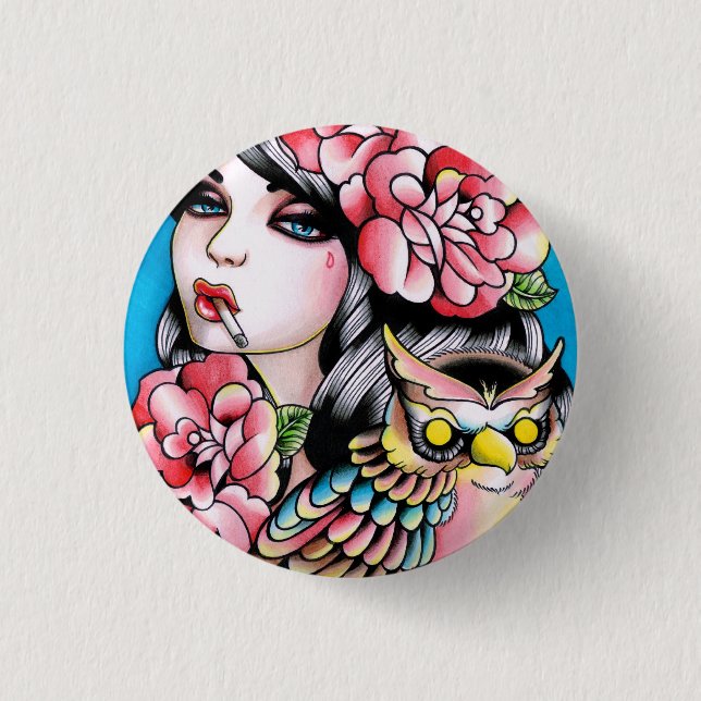 Taken For Granted Tattoo Flash Portrait Pinback Button (Front)