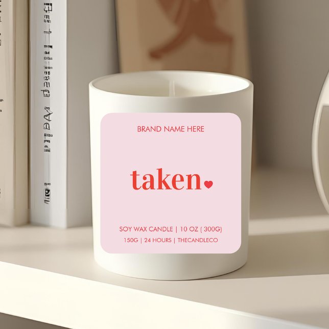 Taken Heart Minimalist Romantic Square Sticker (Creator Uploaded)