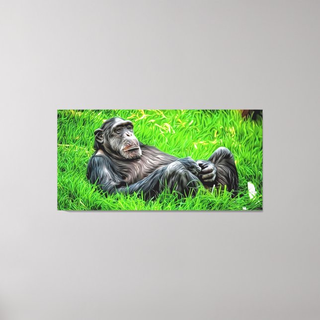 Take'n It Easy Cool Chimp Unique Elegant Photo Art Canvas Print (Front)