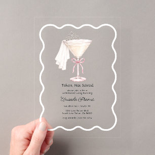 Taken Not Stirred Martini Bachelorette Party Acrylic Invitations