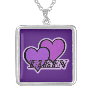 Taken Purple Hearts Square Necklace