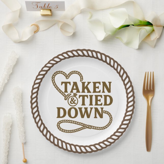 Taken & Tied Down Country Western Bachelorette  Paper Plates (Wedding)