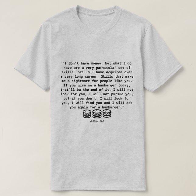 TAKEN with Hamburgers - A MisterP Shirt (Design Front)