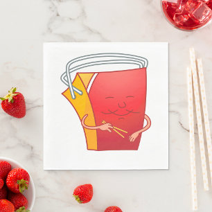 Takeout Box with Chopsticks Funny Asian Food Napkins