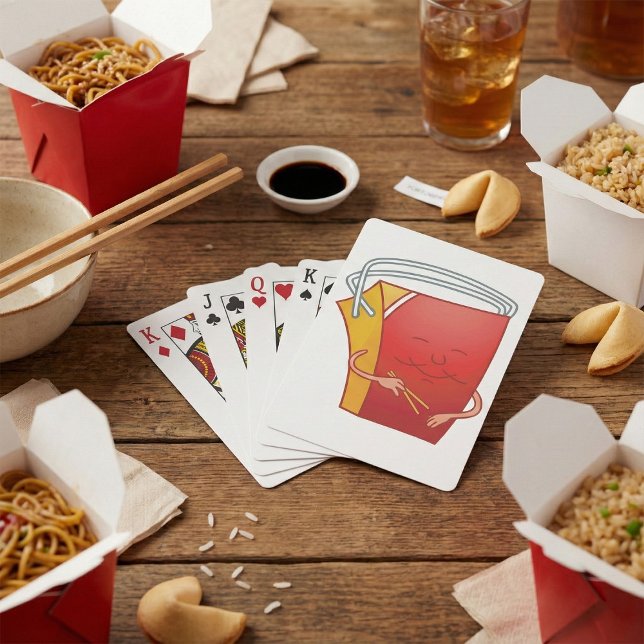 Takeout Box with Chopsticks Funny Asian Food Poker Cards (Creator Uploaded)