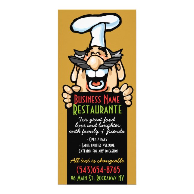 Takeout menu template 4x9.Italian.Chef.Pizza 2 (Front)