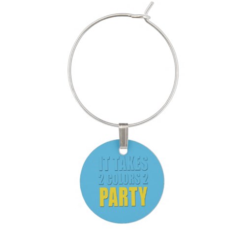 Takes 2 Colors 2 Party Yellow Blue Wine Glass Charm