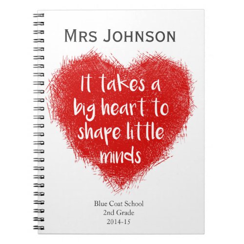 Takes a big heart red apple teacher Christmas Note Notebook