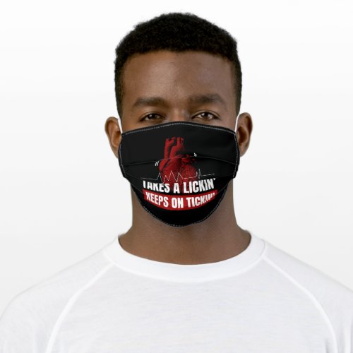 Takes A Lickin Keeps On Tickin Heart Op Adult Cloth Face Mask