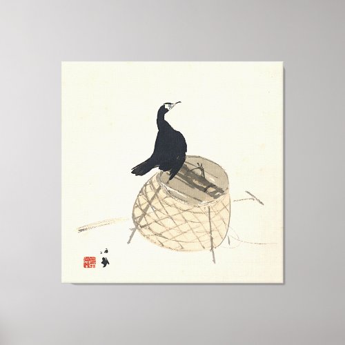 Takeuchi Seihō _ Cormorant on a Basket ca 1925  Canvas Print