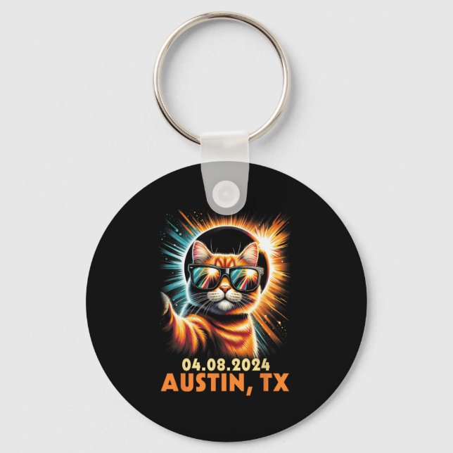 Taking A Selfie Total Solar Eclipse 2024 Austin Te Keychain (Front)