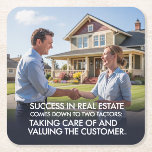 Taking Care Of And Valuing The Customer Square Paper Coaster