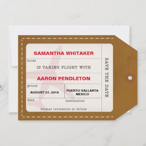 Taking Flight Save the Date Luggage Tag
