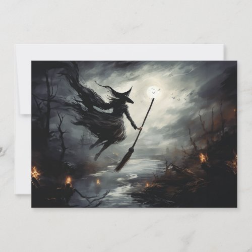 Taking Flight Witches Halloween Holiday Card