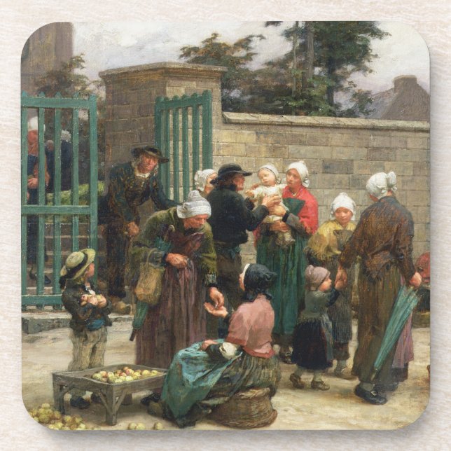 Taking in Foundlings (oil on canvas) Coaster (Front)