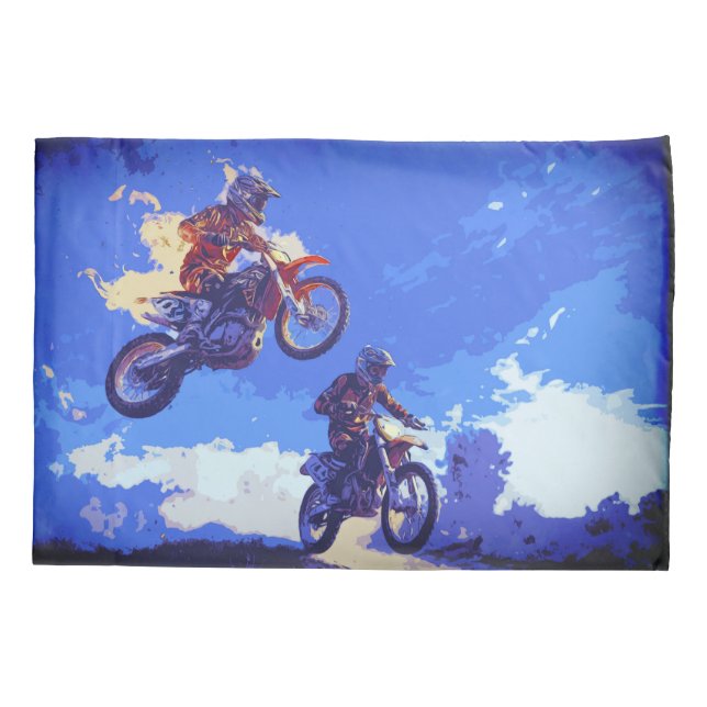 Taking the Lead - Motocross Racers Pillow Case (Back)