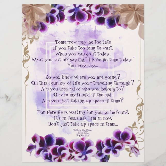 Taking Up Space in Time Writings Personalize Paper (Front)