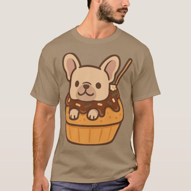 Takoyaki Frenchie Kawaii Japanese Snack Dog Sticke T-Shirt (Front)