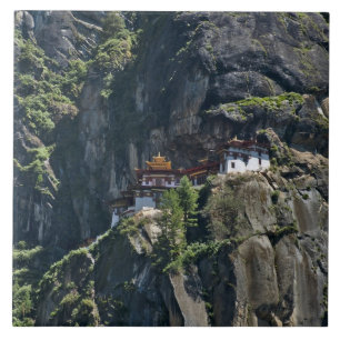 Taktsang Monastery on the cliff, Paro, Bhutan Ceramic Tile