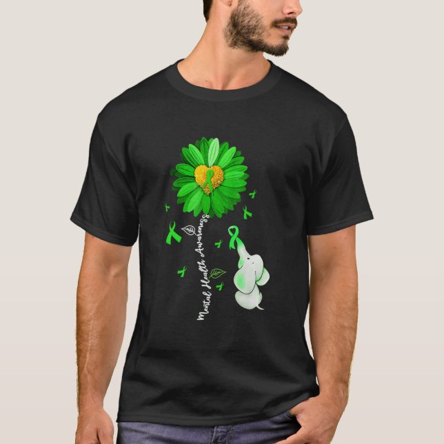 Tal Health Awareness Green Ribbon Elephant T-Shirt (Front)