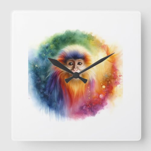 Talapoin Majesty AREF668 _ Watercolor Square Wall Clock