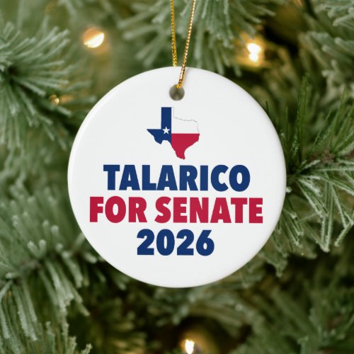 Talarico for Senate 2026 Election Texas Christmas Ceramic Ornament