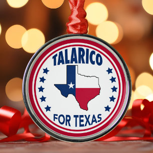 Talarico for Texas Red White Blue Christmas Metal Ornament