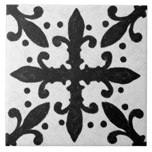 Talavera 10 Black White Grey Mediterranean Geo Ceramic Tile