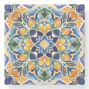 Talavera azulejo blue tile favors vintage Mexican Stone Coaster