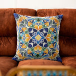 Talavera azulejo blue tile vintage Mexican pattern Throw Pillow<br><div class="desc">Blue and brown colorful vintage Mexican talavera azulejo tiles throw pillow home decor gifts for her wedding gifts for any occasion gifts for mom dinning home decor</div>