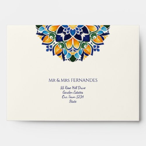 Talavera azulejo blue tile vintage Mexican wedding Envelope