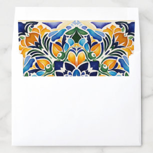 Talavera azulejo blue tile vintage Mexican wedding Envelope Liner