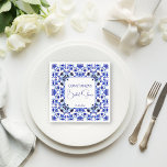 Talavera azulejo blue tiles Mexican bridal shower Napkins<br><div class="desc">Talavera azulejo blue tiles vintage Mexican bridal shower monogram printed napkins template,  Mediterranean blue tile pattern Maiolica blue tiles Greek tiles pattern bridal shower napkins personalized bridal shower tableware table decor</div>