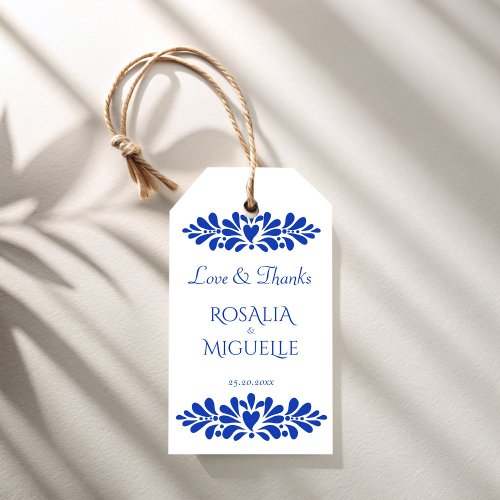 Talavera azulejo blue vintage Mexican wedding Gift Tags