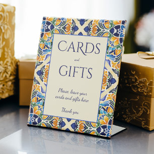 Talavera azulejo blue vintage tiles gifts table pedestal sign